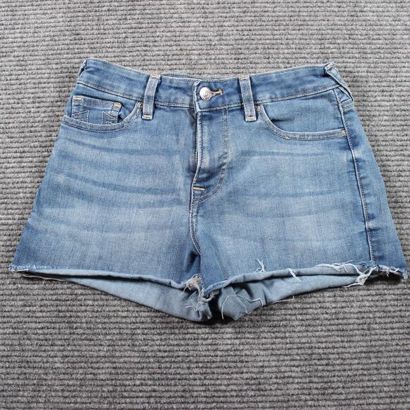 True Religion Shorts Womens 26 Blue Denim High Rise Raw Hem Maisie - Picture 1 of 8